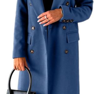 Women Long Wool Coat Double Breasted Trench Coat Fall Winter Clothes