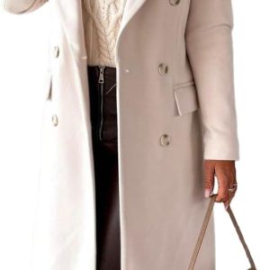 Women Long Wool Coat Double Breasted Trench Coat Fall Winter Clothes