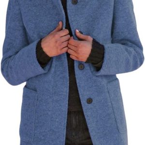 Women Winter Long Pea Coat Wool Blend Stand Collar Single Breast Thicken Blazer Jacket