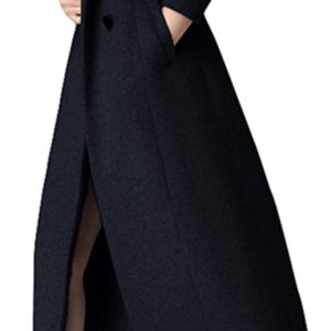 Women Charming Long Wool Trench Coat Winter Double Breasted Classic Warm Thick Jacket