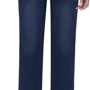 Women Fleece Lined Jeans Women Straight Leg Winter Fleece Lined Pants High Waist Lined Jeans Heated Wide Leg Jeans