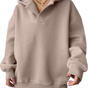 Women Oversized Hoodies V Neck Sweatshirts Long Sleeve Pullover Casual Fall Teen Girls Preppy Clothes  Trendy