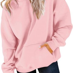 Women Hoodies Sweatshirts Cute Long Sleeve Tops Loose Fleece Pullover Shirts with Pocket