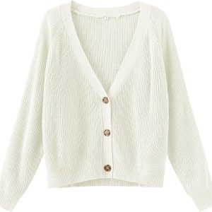 Women Long Sleeve Knit Sweater Open Front Cardigan Button Loose Outerwear