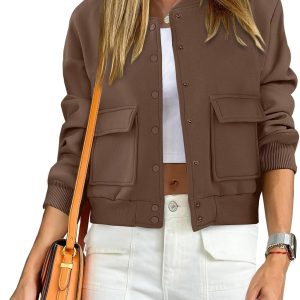 Women Cropped Bomber Jacket  Fashion Casual Trendy Varsity  Jackets Fall Outfits