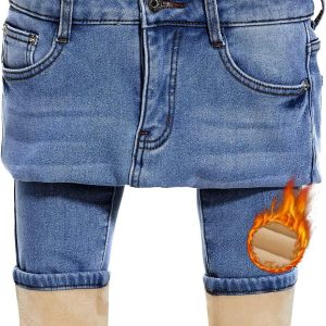 Women Fleece Lined Jeans Thicken High Waisted Skinny Stretch Jeans for Women Winter Warm Flannel Lined Butt Lift Jeans