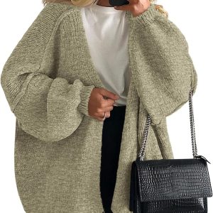 Women Oversized Cardigan Sweaters  Fall Long Lantern Sleeve Knit Open Front Lightweight Sweater