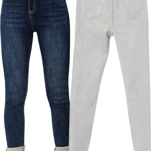 Women Winter Fleece Lined Jeans Slim Fit Warm Skinny High Waist Denim Jean